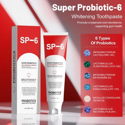 Non Fluoride SP-6 Probiotic Whitening Toothpaste 6 Probiotics Formula 4.9Oz 140g Gum Health