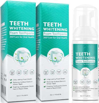 Travel Friendly Foam Toothpaste 2PCS Baking Soda Spearmint Flavor Mousse Whitening Toothpaste
