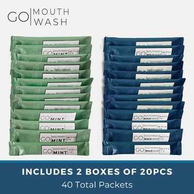 40pcs Oral Mouthwash Bold Mint Travel Individual Mouthwash Packets Fresh Breath 