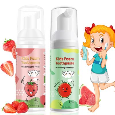 Watermelon Strawberry Foam Childrens Toothpaste Low Fluoride For Kid Ages 3 Plus