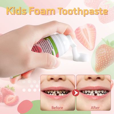 2PCS 60ml Childrens Toothpaste Kids Foam Toothpaste Travel Friendly Strawberry Orange