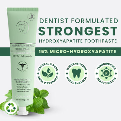 Custom Brand 15% Micro Hydroxyapatite Toothpaste Fluoride Free Foam Free 4oz