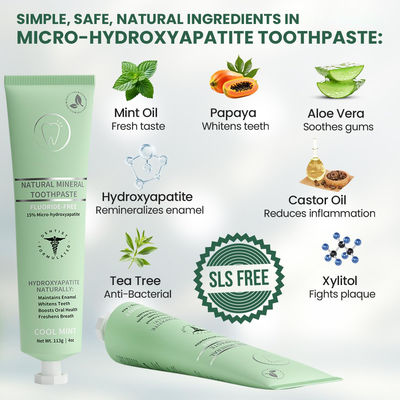 Custom Brand 15% Micro Hydroxyapatite Toothpaste Fluoride Free Foam Free 4oz