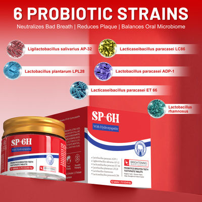 SP-6 Probiotics Hydroxyapatite Tooth Paste Tablets Mint Fresh Travel Size 62 Count No SLS