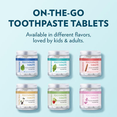 Custom Logo Nano Hydroxyapatite Toothpaste Tablets Vanilla Mint Fluoride Free 90 Tabs