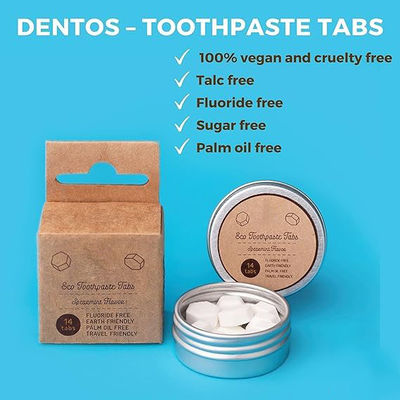 14 Tabs Mint Toothpaste Tabs Fluoride Free Travel Mouthwash Tablets Natural Whitening
