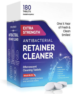 Retainer / Denture Cleanser Tablets 180 Tablets Removes Stains Discoloration Odors
