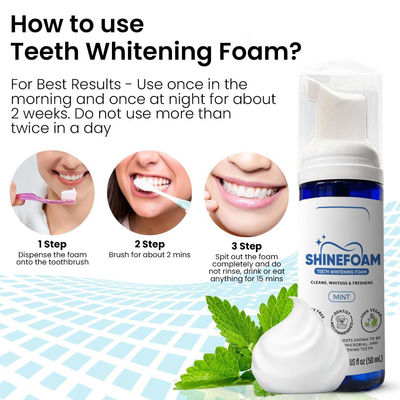 Mint Flavor Teeth Whitening Foam Toothpaste 100% Vegan 1.69 Oz Custom Labels