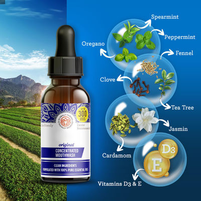 OEM Concentrated Mouthwash Fluoride Free Natural Essential Oils 2 Fl Oz 300 Rinses