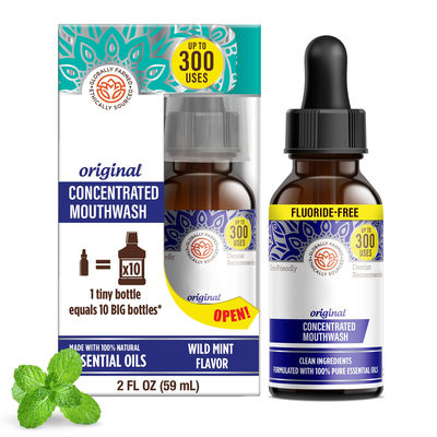 OEM Concentrated Mouthwash Fluoride Free Natural Essential Oils 2 Fl Oz 300 Rinses