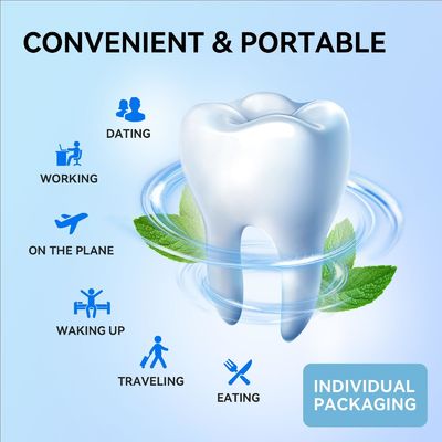 Adult 40 Packets Travel Size Mouthwash Packets On The Go Gluten Free Cavity Protection