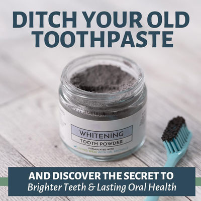 Non GMO Remineralizing Tooth Powder Fluoride Free Natural Oral Care Gently Cleans