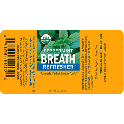 14ml Breath Refresher Certified Organic Herbal Fresh Breath Spray Peppermint