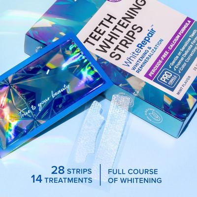 Mint Flavor Tooth Whitening Strips With Calcium Formula For Gentle Dental Care 28 Pack
