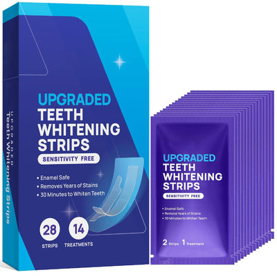 Customized Upgraded Whitening Teeth Strips 28 Strips 14 Treatments Mint Non Slip Design