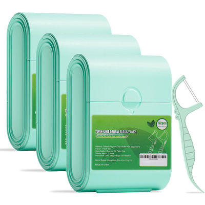 Twin Line Mint Flavor Dental Floss Picks 156 Count Floss Sticks In 3 Portable Case