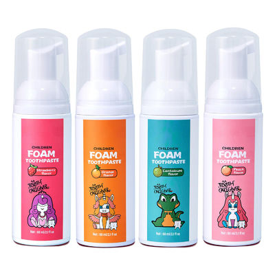 4 Flavors Childrens Foam Toothpaste Fruit Flavour Cavity Protection Non Fluoride