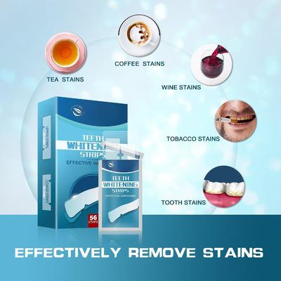 56 Pack Teeth Whitening Strips Non Slip 28 Day Fast Remove Smoking Coffee Wine Stains