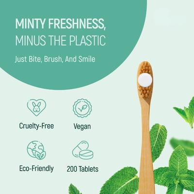 200 Pack Natural Whitening Toothpaste Tablets Chewable Mint Flavor OEM Brand