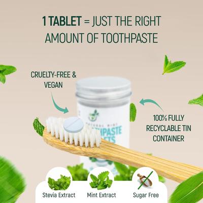 200 Pack Natural Whitening Toothpaste Tablets Chewable Mint Flavor OEM Brand