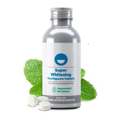 Peppermint Flavor Super Whitening Toothpaste Tablets With Nano Hydroxyapatite 60 Tablets