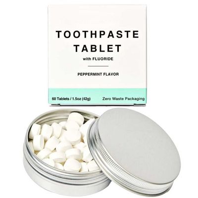 Adults 60 Tablets Chewable Toothpaste Tabs With Fluoride Peppermint Flavor OEM Logo
