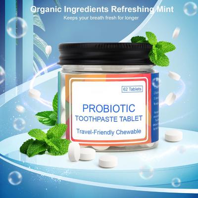 Nano Hydroxyapatite Probiotics Toothpaste Tablets Chewable Mint Flavor 62ct