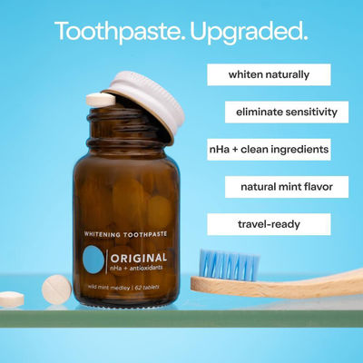 Nano Hydroxyapatite Natural Toothpaste Tablets Wild Mint Medle 1 Bottle/62 Tablets