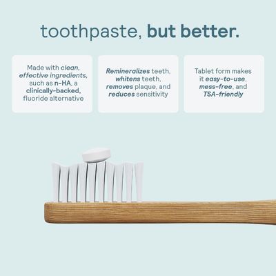 OEM Nano Hydroxyapatite Toothpaste Tablets Without Fluoride Travel Size 62 Count