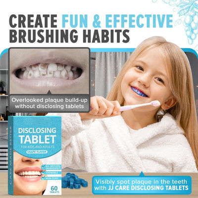 60 Count Chewable Disclosing Tablets For Kids Teeth Individually Wrapped Grape Flavored