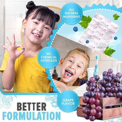 60 Count Chewable Disclosing Tablets For Kids Teeth Individually Wrapped Grape Flavored