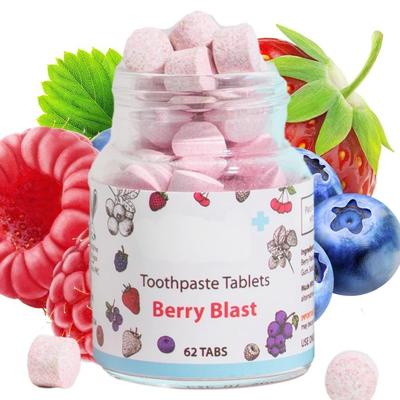 Berry Flavor 62 Tablets Toothpaste Tabs With Nano Hydroxyapatite For Remineralizes Teeth
