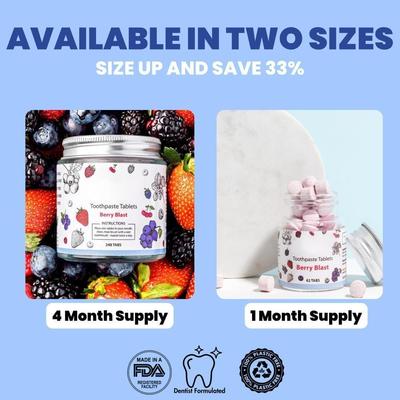 Berry Flavor 62 Tablets Toothpaste Tabs With Nano Hydroxyapatite For Remineralizes Teeth