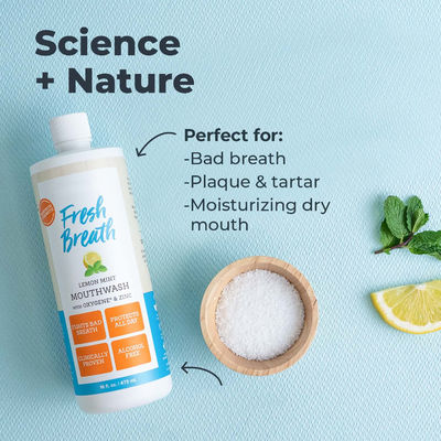 Premium Lemon Mint Fresh Breath Mouthwash Non Irritating Mouthwash 16 Oz OEM