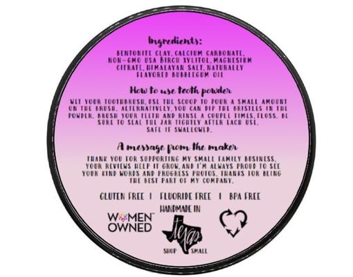 1.5 Oz Jar Remineralizing Vegan Mineral Tooth Powder Bubblegum Formula For Kids