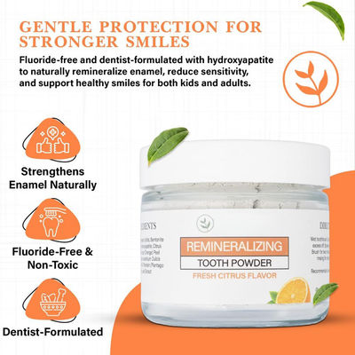 Citrus Hydroxyapatite Remineralizing Tooth Powder Fluoride Free for Kids And Adults