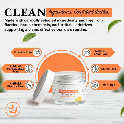 Citrus Hydroxyapatite Remineralizing Tooth Powder Fluoride Free for Kids And Adults