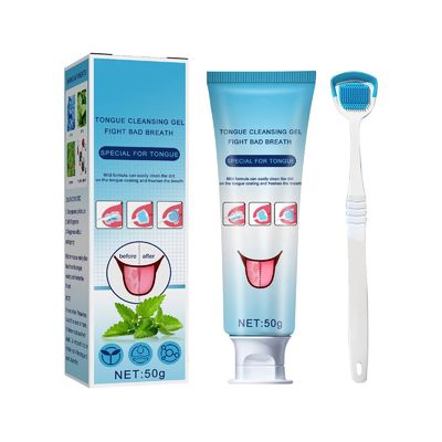 Custom Brand Tongue Cleaning Kit Gel And Tongue Brush For All Age