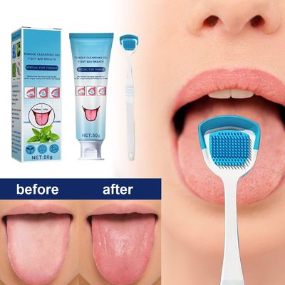 Custom Brand Tongue Cleaning Kit Gel And Tongue Brush For All Age
