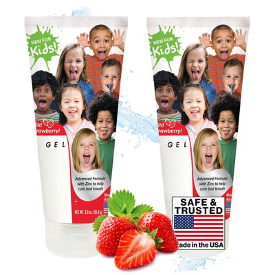 Strawberry Flavor Kids Tongue Cleaner Paste Gel Enriched With Zinc 2 Set