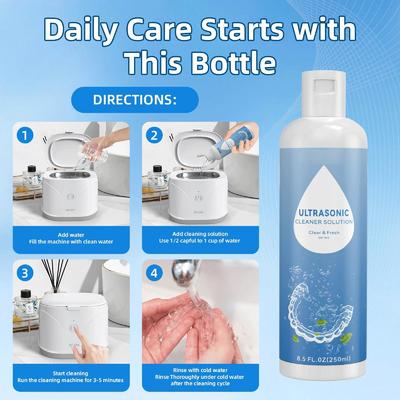 250ML Ultrasonic Retainer Cleaner Solution Jewelry Cleaner Solution 8.5 oz
