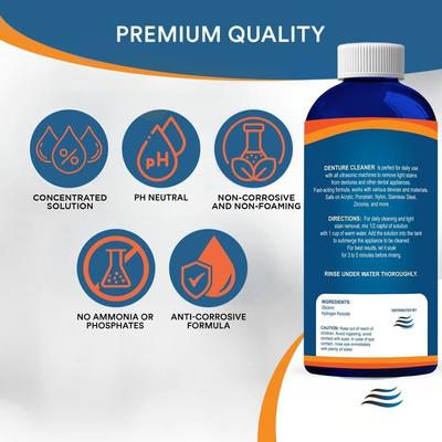OEM Logo Ultrasonic Denture Cleaner Solution Removes Stains Plaque 16 Ounces