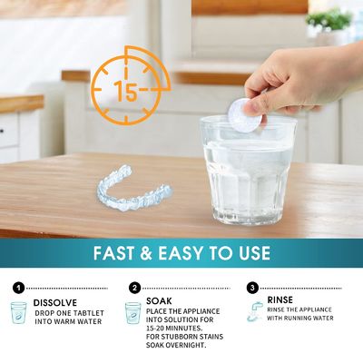 96 Tablets Retainer Cleaner Tablets Invisalign Cleaner Remove Stains 3 Month Nature Supply