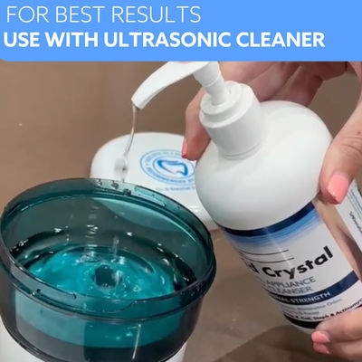 12 FL OZ Liquid Crystal Soak Cleanser For Oral Appliances Dentures Aligners