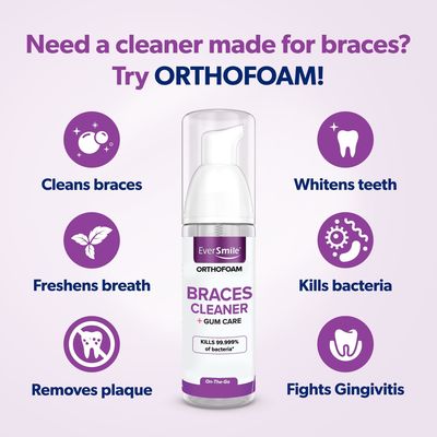 25ml Dental Braces Cleaner Foam Whitens Teeth Cleans Mint Flavor