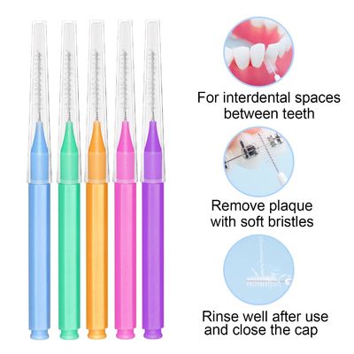 Oral Dental Hygiene Braces Brush For Cleaner Interdental Brush 5 Colors 50pcs
