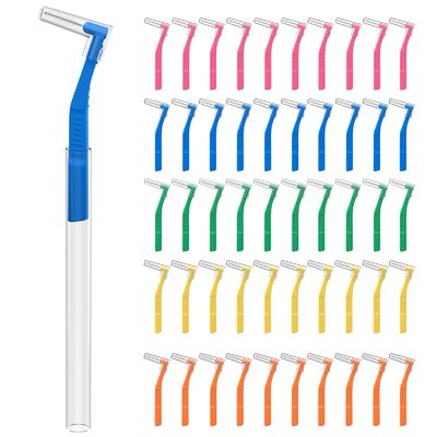 50 Count Angle Interdental Brushes For Braces L Shaped 5 Sizes 0.6mm-1.2mm