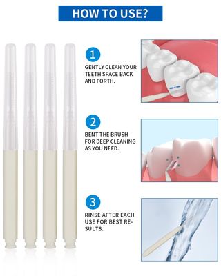 Interdental Brush Picks 80 PCS Braces Brush Disposable Toothpick White Colors