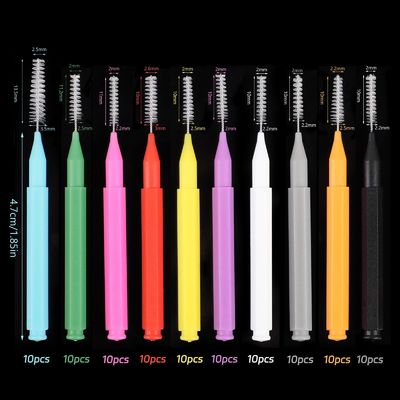 100 Pcs Dental Braces Cleaning Products 6 Sizes Braces Flossers 10 Colors