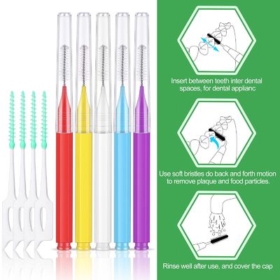 250 Pcs Interdental Brush Set For Braces , Disposable Braces Flossers Stylish Color